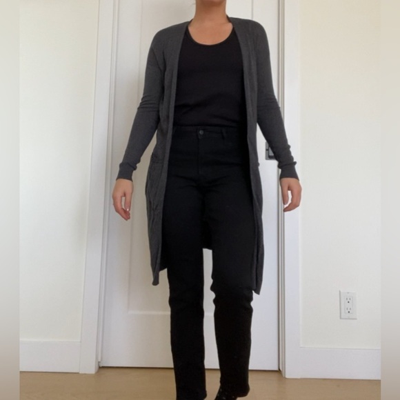 Sweaters - Long Dark Grey Cardigan